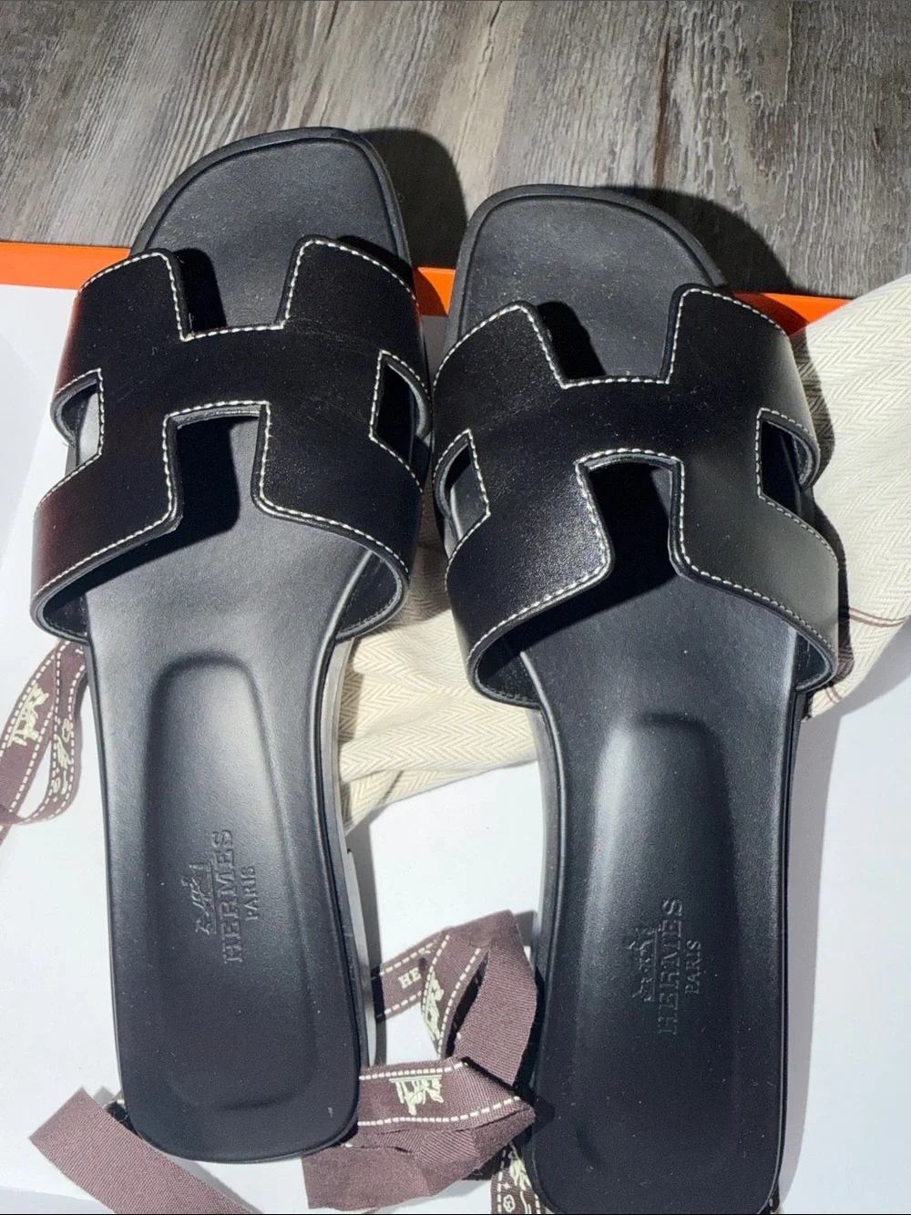 Hermes Oran sandal size 37.5 worn twice with proof of purchase